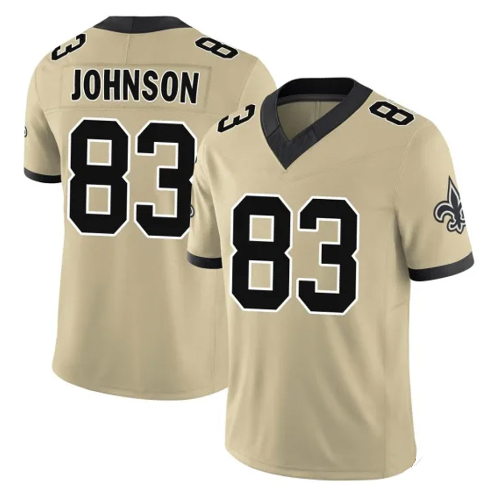 NO.Saints #83 Juwan Johnson Player Gold Limited Vapor F.U.S.E. Home Game Edoa Stitched Jerseys