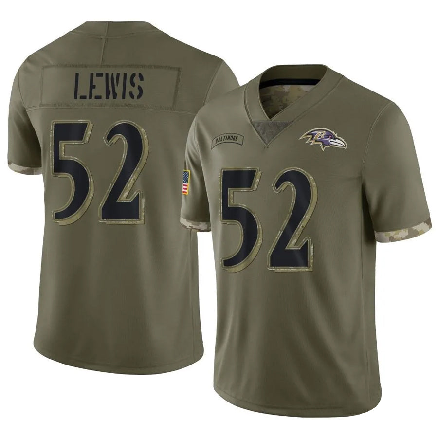 B.Ravens #52 Ray Lewis Player Olive Salute To Service Edoa Stitched Jerseys