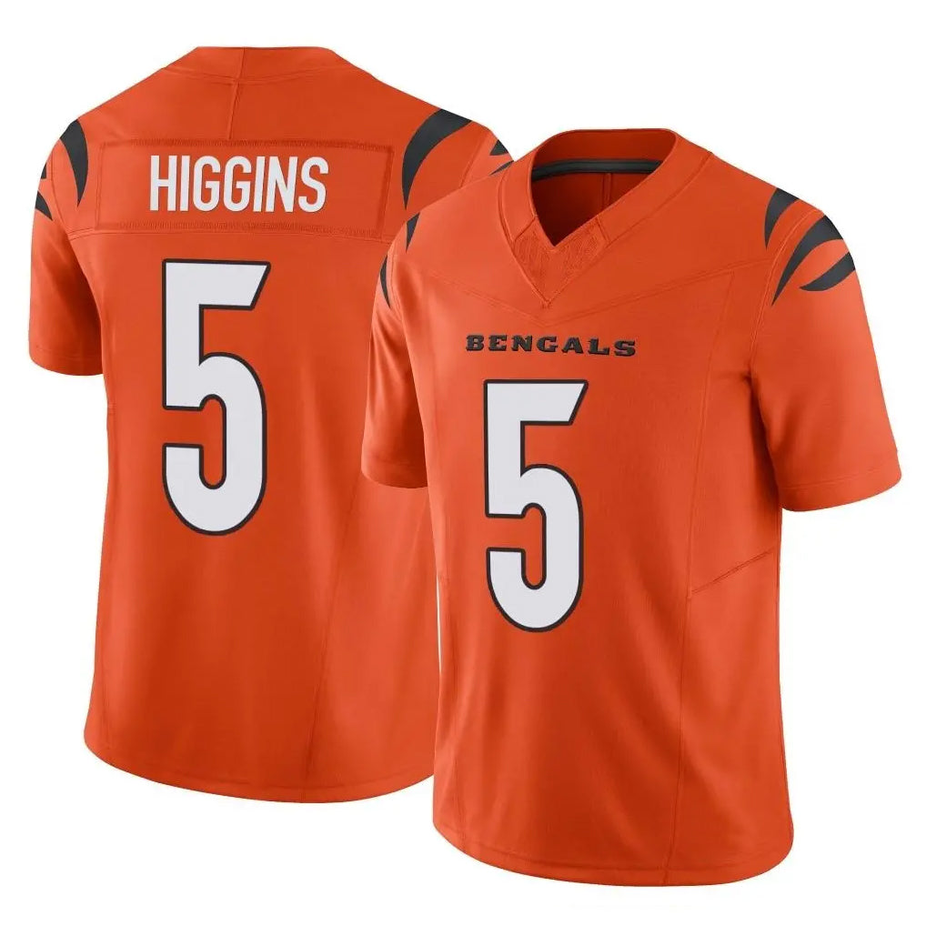 C.Bengals #5 Tee Higgins Player Orange Vapor F.U.S.E. Limited Home Game Edoa Stitched Jerseys