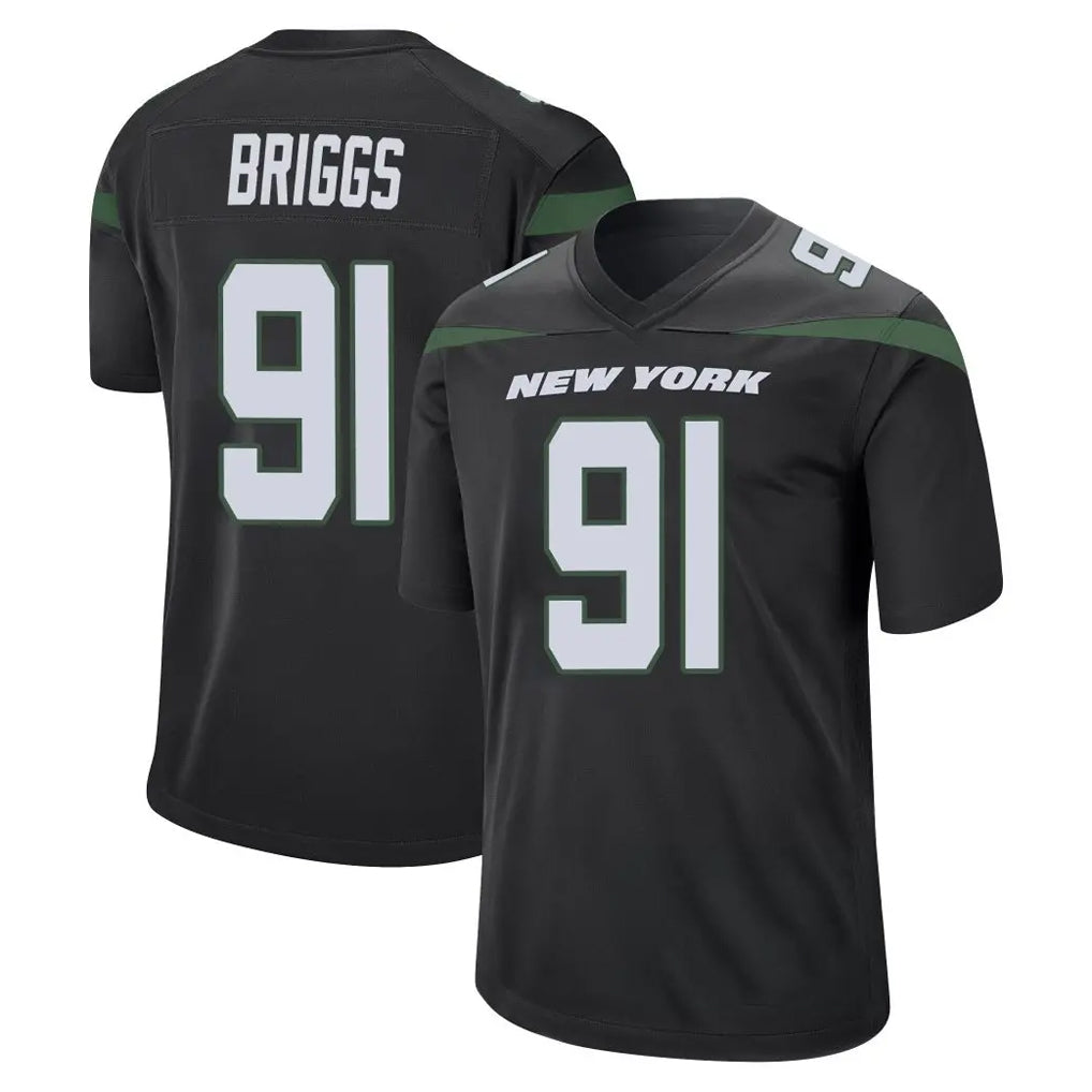 NY.Jets #91 Jowon Briggs Player Stealth Black Home Game Edoa Stitched Jerseys