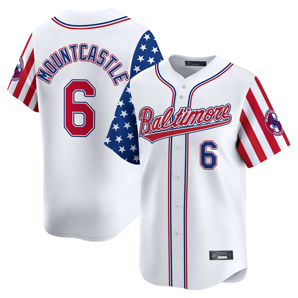 B.Orioles #6 Ryan Mountcastle Player White Independence Day Vapor Premier Limited Home Game Edoa Stitched Jerseys