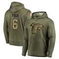 A.Falcons #6 Nick Folk Player Olive Salute to Service Hoodies Edoa Stitched Jerseys