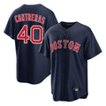 B.Red Sox #40 Willson Contreras Player Navy Home Game Edoa Stitched Jerseys