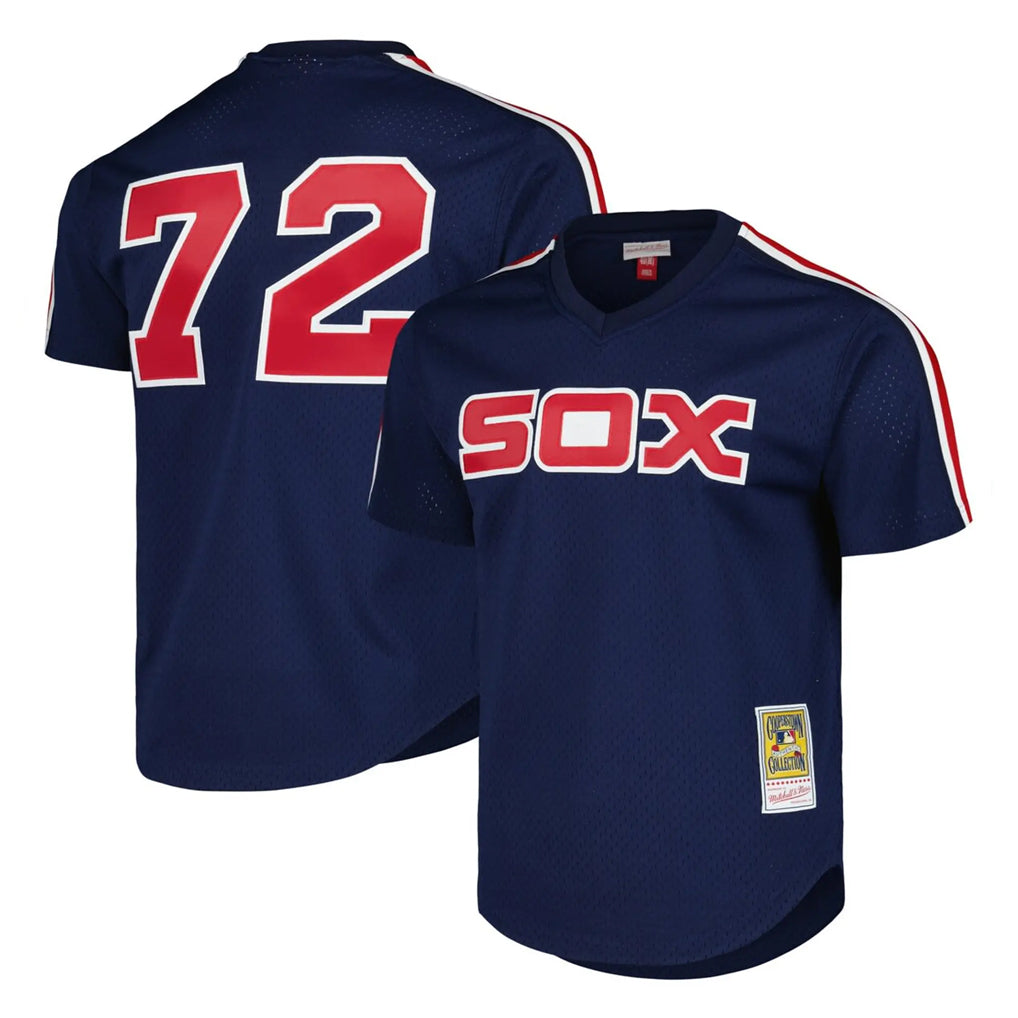 C.White Sox #72 Carlton Fisk Player Navy Mitchell & Ness Cooperstown Collection Mesh Game Edoa Stitched Jerseys