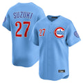 C.Cubs #27 Seiya Suzuki Player Light Blue Limited Home Edoa Stitched Jerseys