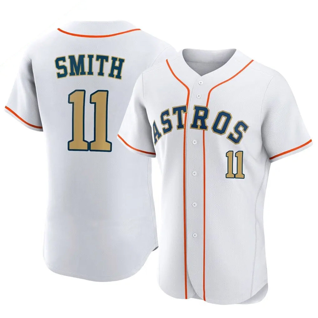 H.Astros #11 Cam Smith Player Gold Collection Limited Elite Home Edoa Stitched Jerseys