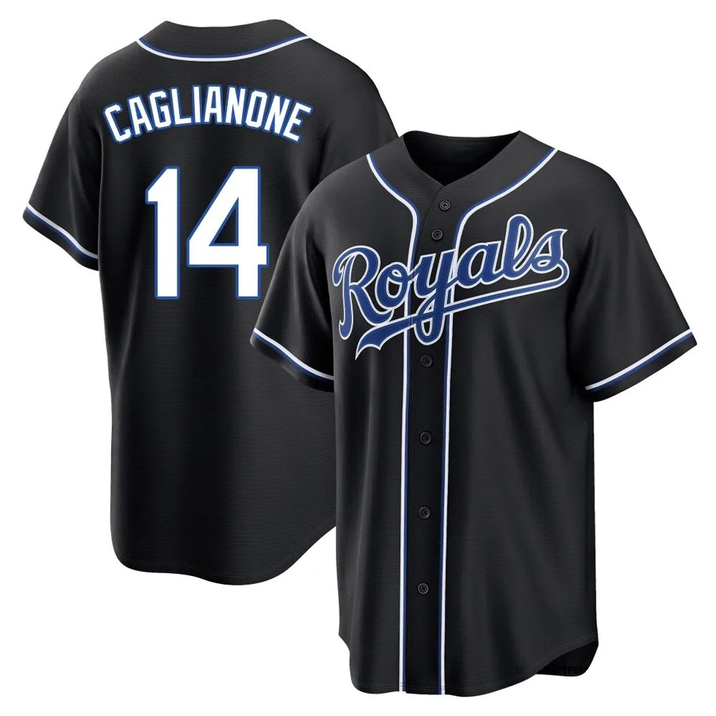 KC.Royals #14 Jac Caglianone Player Black Carbon Fashion Home Game Edoa Stitched Jerseys