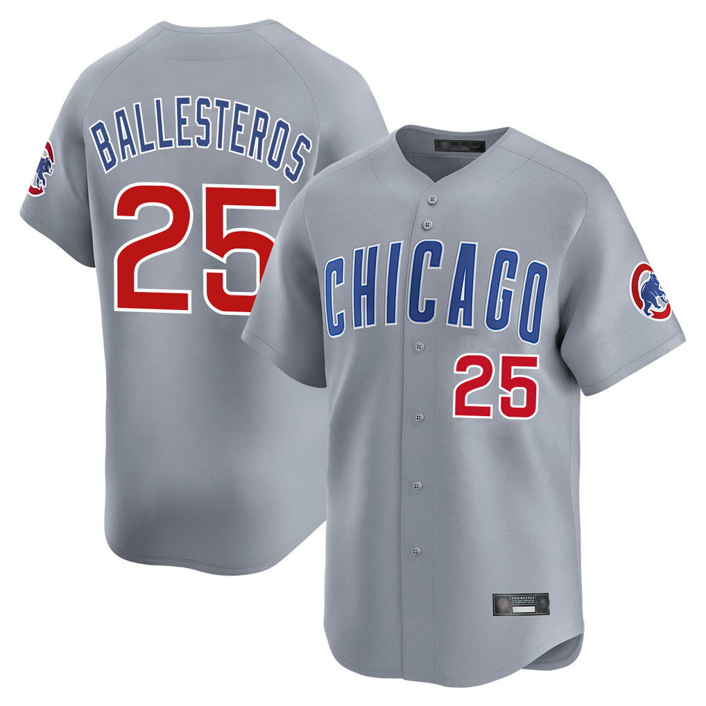 C.Cubs #25 Mois¨¦s Ballesteros Player Gray Road Limited Home Edoa Stitched Jerseys