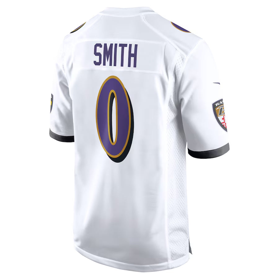 B.Ravens #0 Roquan Smith Player White Alternate Home Game Edoa Stitched Jerseys