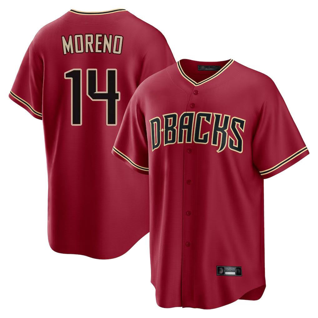 A.Diamondbacks #14 Gabriel Moreno Player Red Home Game Edoa Stitched Jerseys