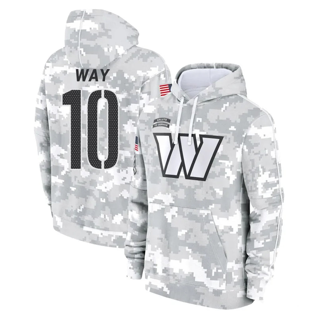 W.Commanders #10 Tress Way Player Arctic Camo Limited Salute to Service Pullover Hoodies Game Edoa Stitched Jerseys
