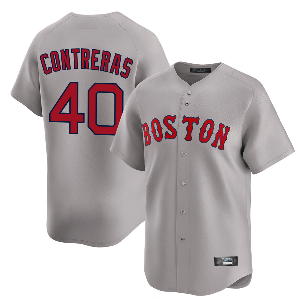B.Red Sox #40 Willson Contreras Player Gray Road Limited Home Game Edoa Stitched Jerseys