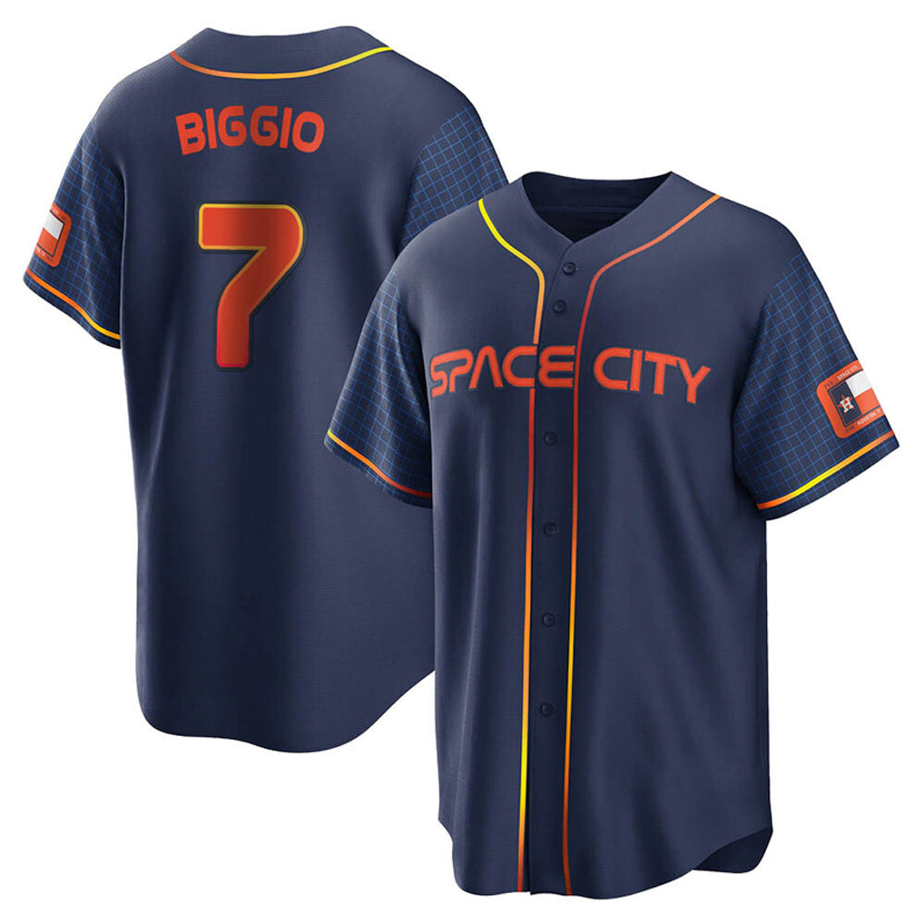 H.Astros #7 Craig Biggio Player Navy City Connect Home Game Edoa Stitched Jerseys
