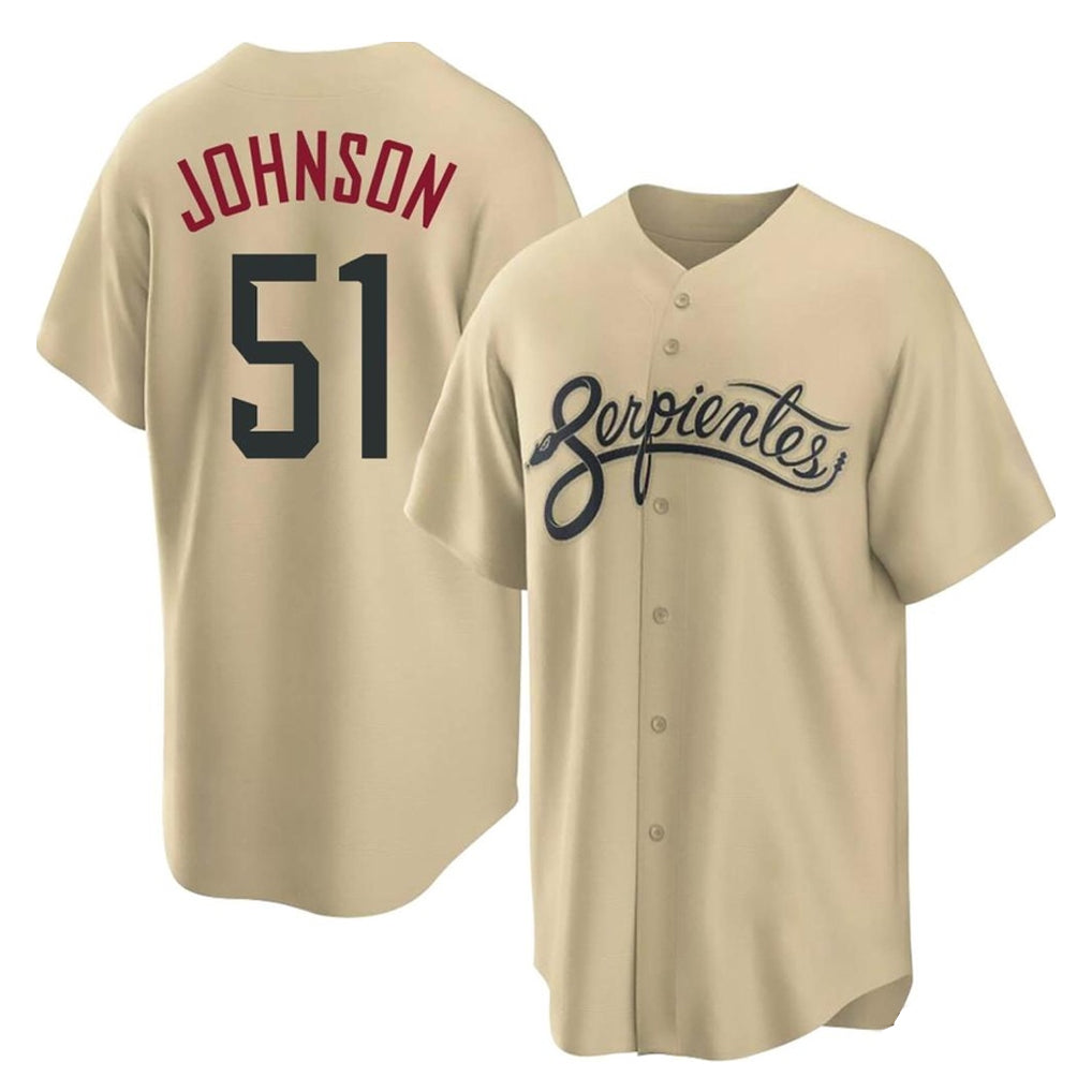 A.Diamondbacks #51 Randy Johnson Player Tan City Connect Home Game Edoa Stitched Jerseys