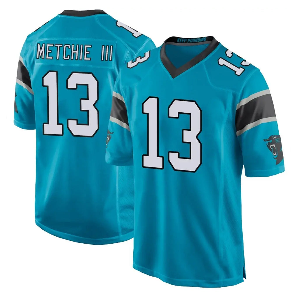 C.Panthers #13 John Metchie III Player Blue Game Edoa Stitched Jerseys