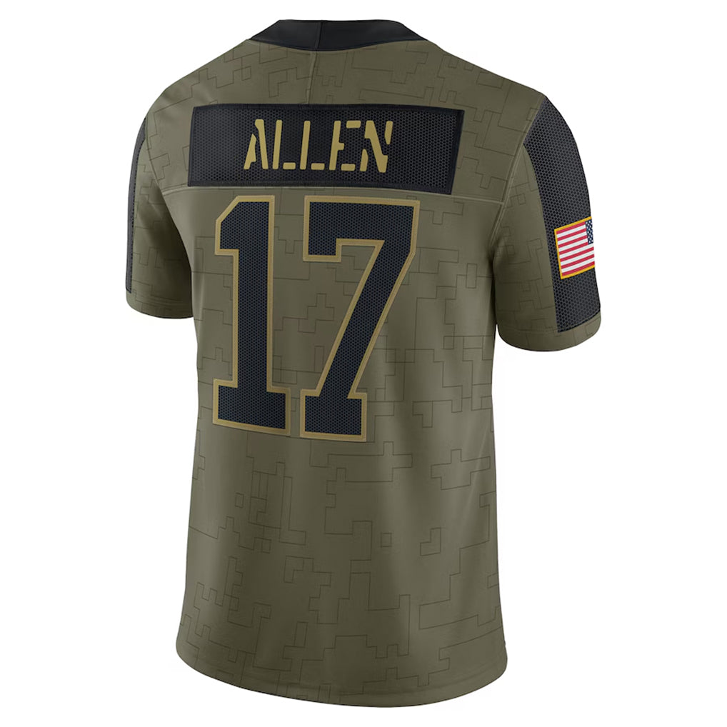 B.Bills #17 Josh Allen Player Olive Salute To Service Limited Home Game Edoa Stitched Jerseys
