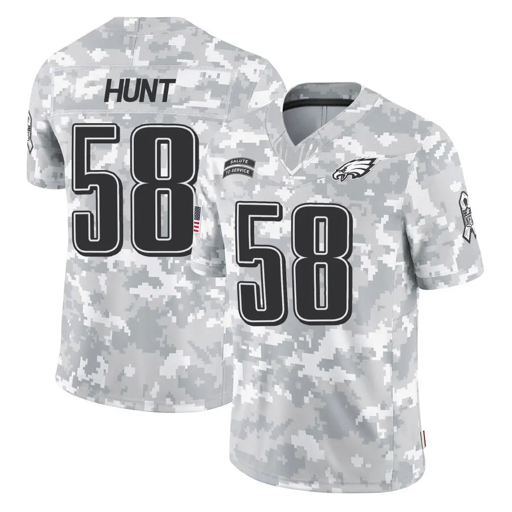 P.Eagles #58 Jalyx Hunt Player Arctic Camo Salute to Service Limited Game Edoa Stitched Jerseys