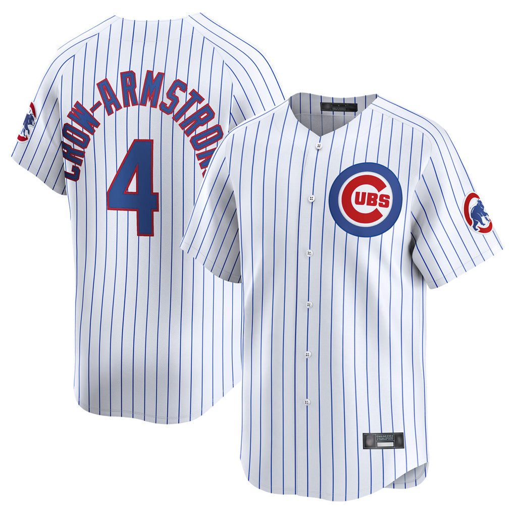 C.Cubs #4 Pete Crow-Armstrong Player White Limited Home Game Edoa Stitched Jerseys