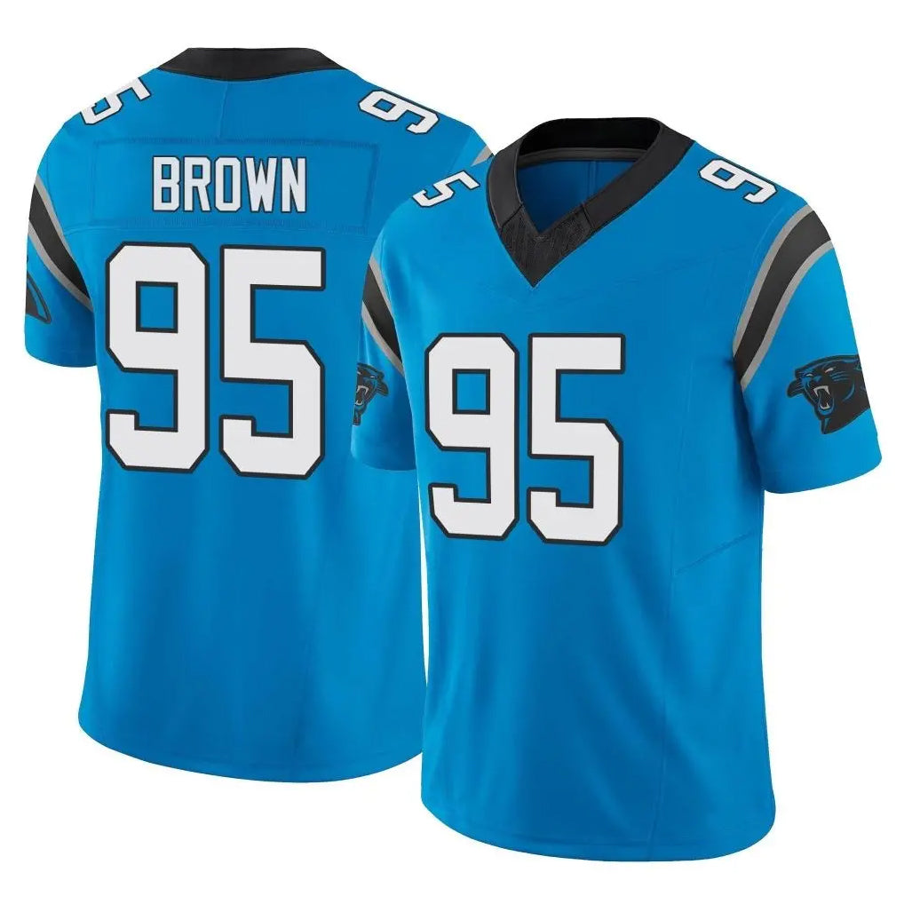 C.Panthers #95 Derrick Brown Player Blue Vapor F.U.S.E. Limited Home Game Edoa Stitched Jerseys