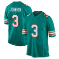 M.Dolphins #3 Chris Johnson Player Aqua Alternate Home Game Edoa Stitched Jerseys