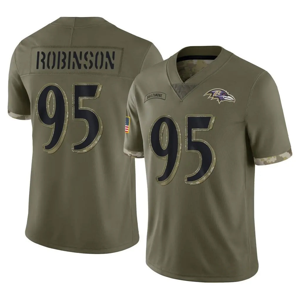 B.Ravens #95 Tavius Robinson Player Olive Salute To Service Edoa Stitched Jerseys