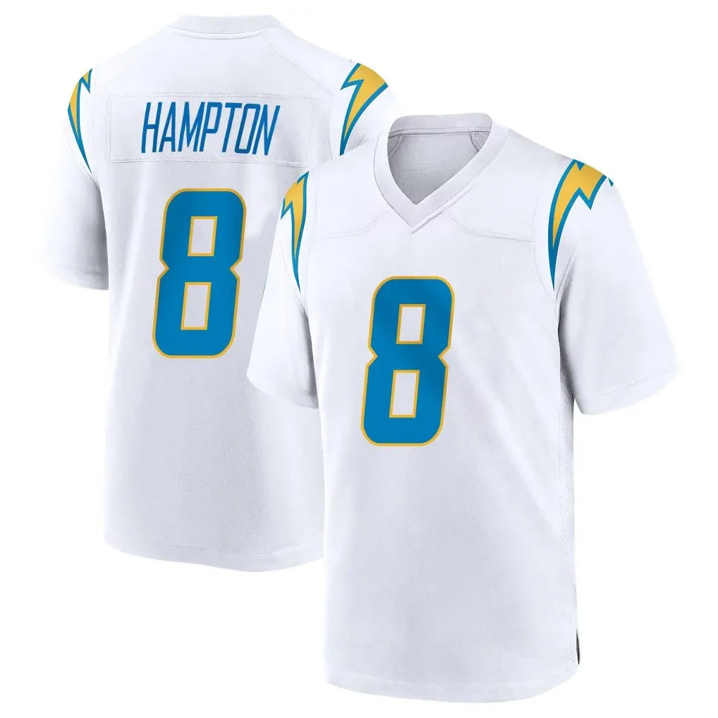 LA.Chargers #8 Omarion Hampton Player White Home Game Edoa Stitched Jerseys