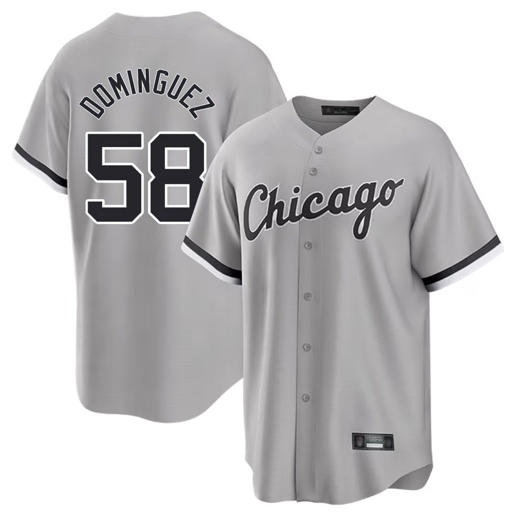 C.White Sox #58 Seranthony Dom¨ªnguez Player Gray Home Game Edoa Stitched Jerseys