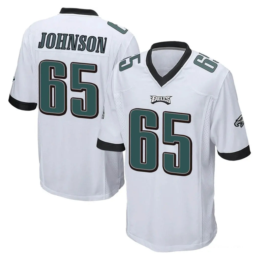 P.Eagles #65 Lane Johnson Player White Home Game Edoa Stitched Jerseys