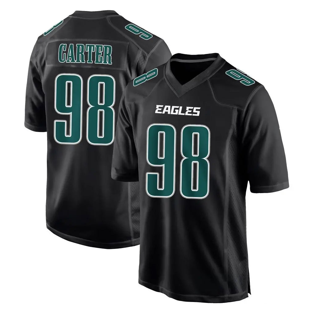 P.Eagles #98 Jalen Carter Player Carbon Black Fashion Home Game Edoa Stitched Jerseys