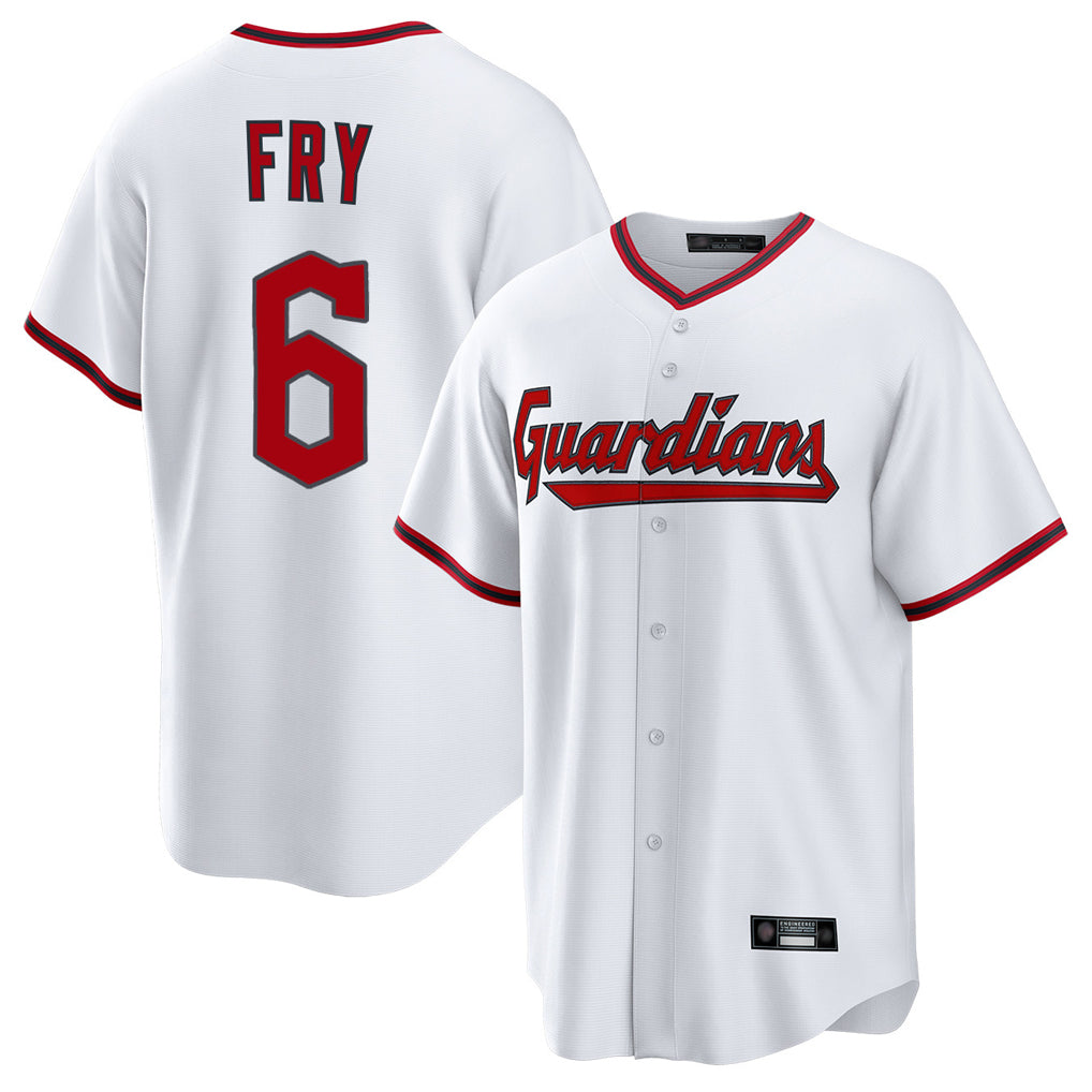 C.Guardians #6 David Fry Player White Game Home Edoa Stitched Jerseys