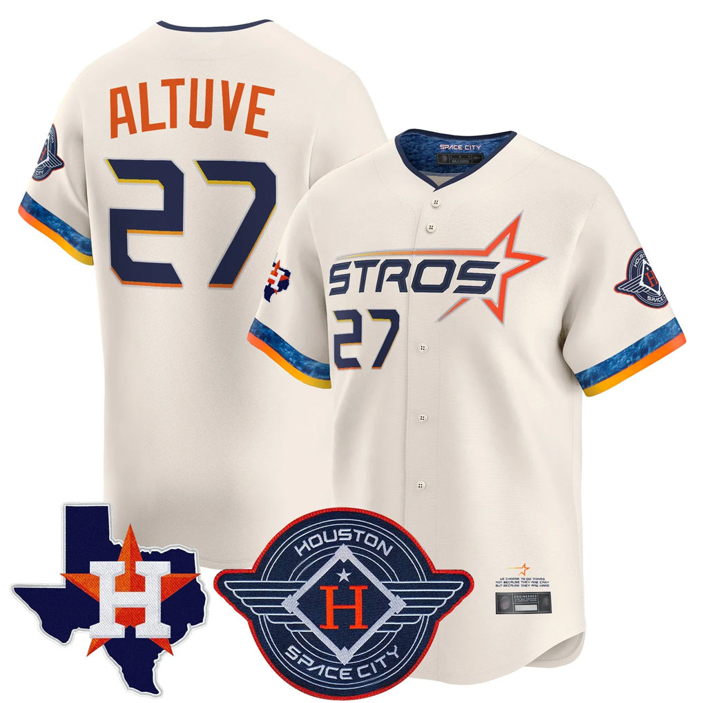 H.Astros #27 Jose Altuve Player Cream City Connect Texas Patch Vapor Premier Limited Home Edoa Stitched Jerseys