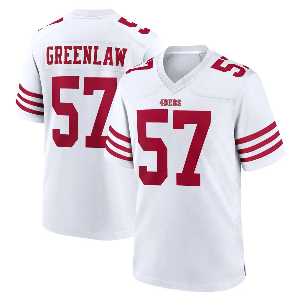 SF.49ers #57 Dre Greenlaw Player White Game Home Edoa Stitched Jerseys