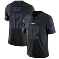 B.Bills #12 Jim Kelly Player Limited Black Impact Edoa Stitched Jerseys