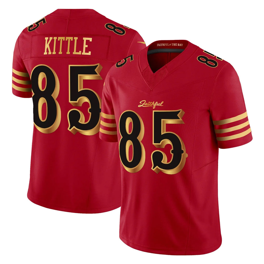 SF.49ers #85 George Kittle Player Red Rivalries Vapor Limited Home Game Edoa Stitched Jerseys