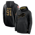 B.Bills #91 Ed Oliver Player Black Salute to Service Hoodies Edoa Stitched Jersey
