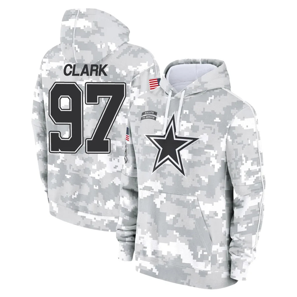 D.Cowboys #97 Kenny Clark Player Arctic Camo Salute to Service Hoodies Limited Game Edoa Stitched Jerseys