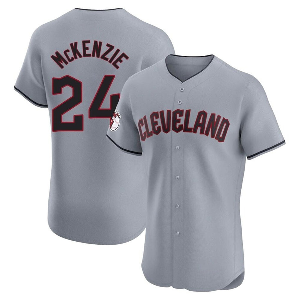 C.Guardians #24 Triston McKenzie Player Gray Road Limited Elite Home Edoa Stitched Jerseys