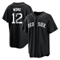 B.Red Sox #12 Connor Wong Player Black Home Game Edoa Stitched Jerseys