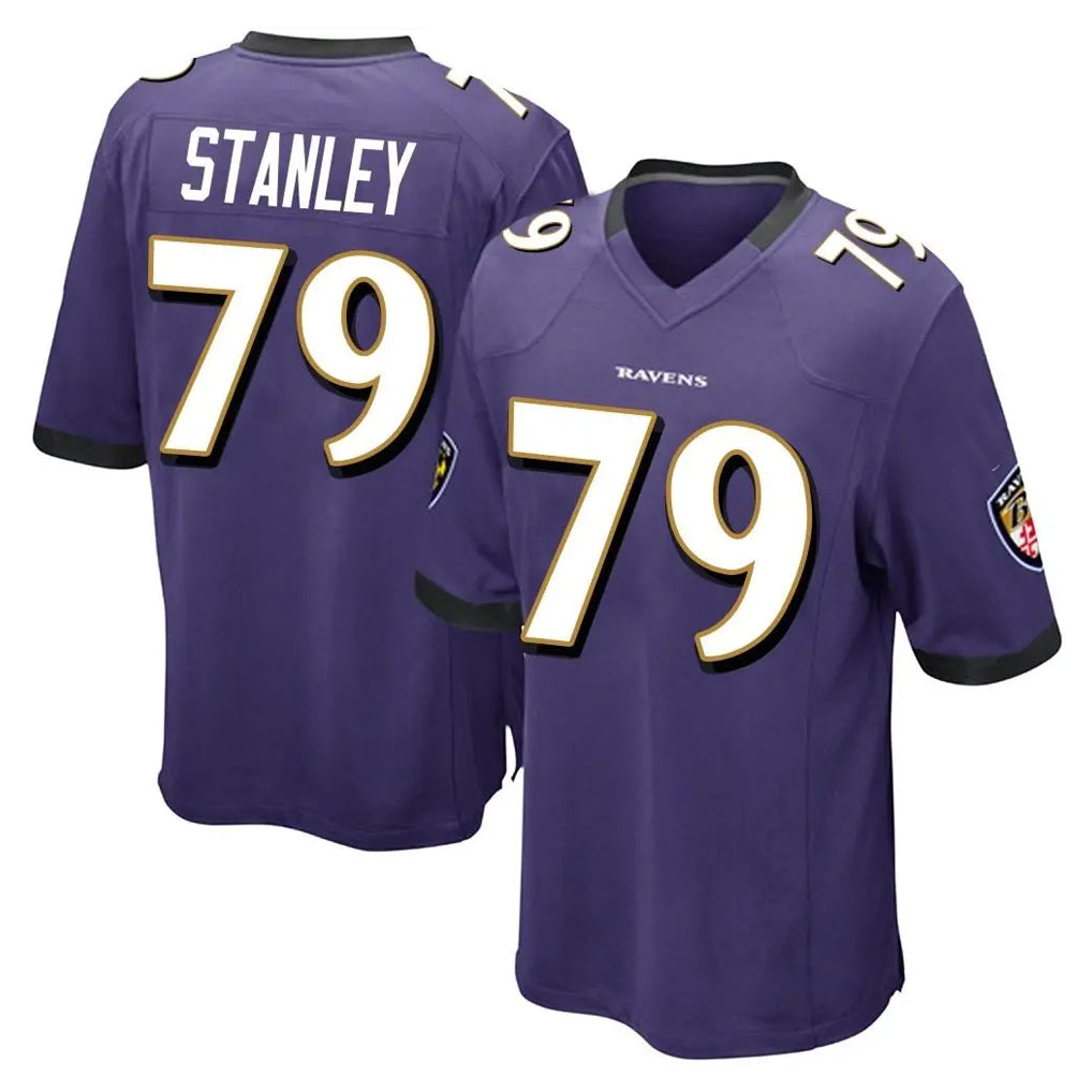 B.Ravens #79 Ronnie Stanley Player Purple Color Rush Home Game Edoa Stitched Jerseys