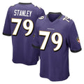 B.Ravens #79 Ronnie Stanley Player Purple Color Rush Home Game Edoa Stitched Jerseys