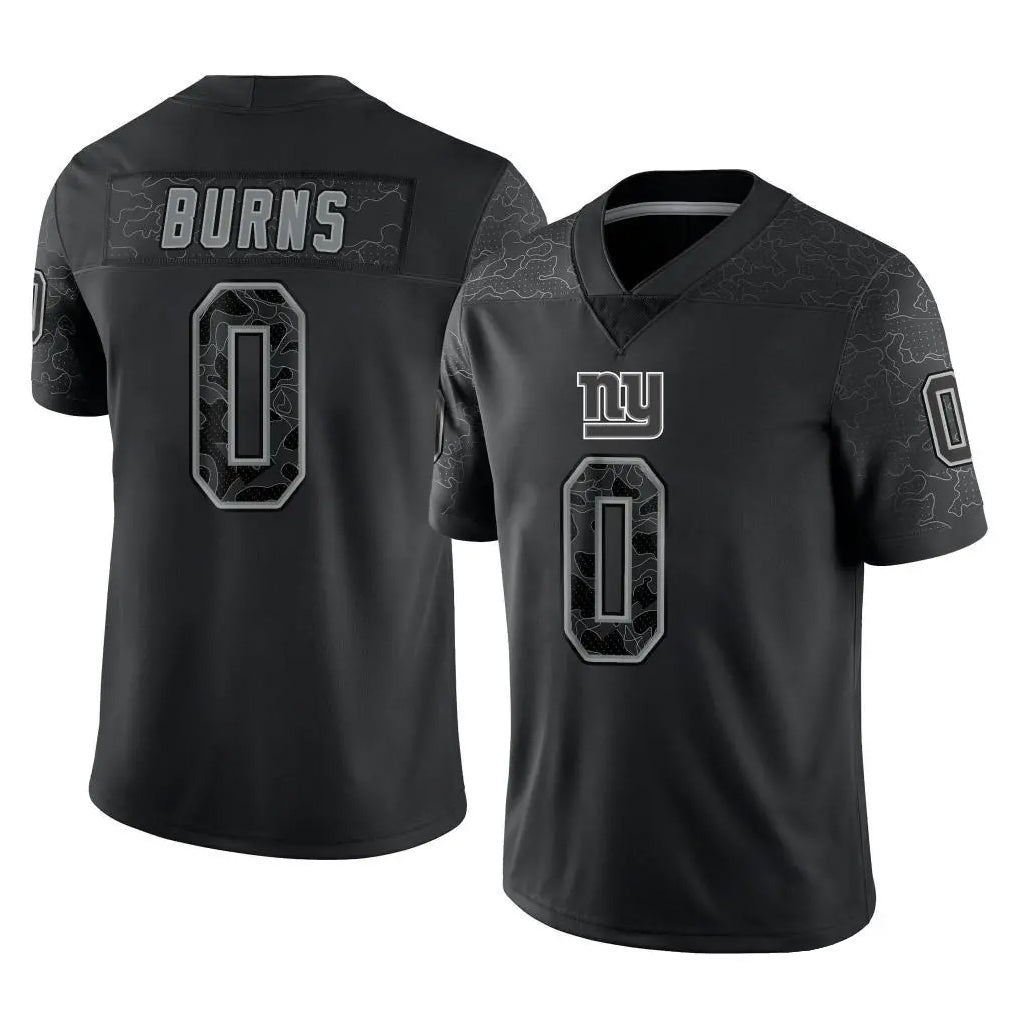 NY.Giants #0 Brian Burns Player Black Limited Reflective Home Game Edoa Stitched Jerseys