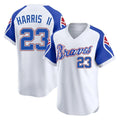 A.Braves #23 Michael Harris II Player White Throwback Cooperstown Collection T-shirt Game Edoa Stitched Jerseys