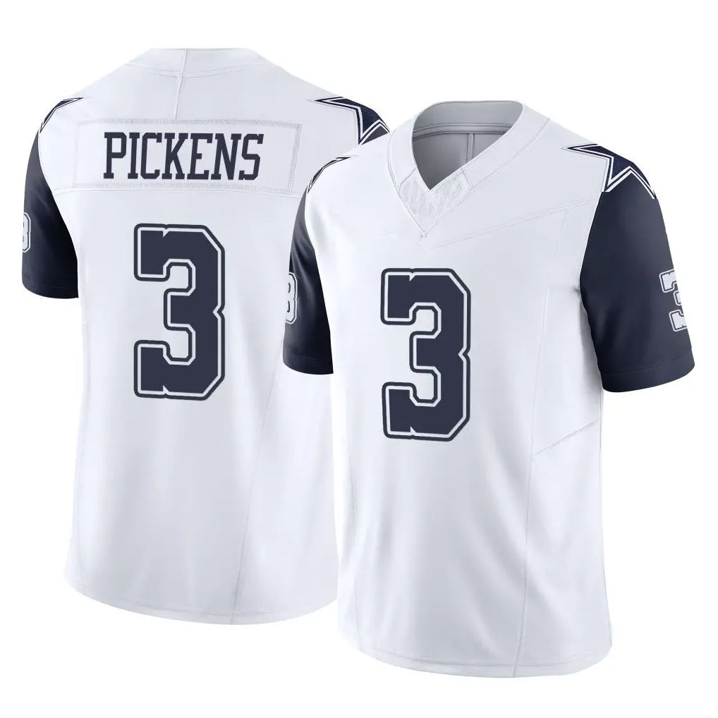 D.Cowboys #3 George Pickens Player White-Navy Limited Vapor F.U.S.E. Home Game Edoa Stitched Jerseys