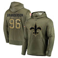 NO.Saints #96 Carl Granderson Player Olive Salute to Service Pullover Hoodies Home Game Edoa Stitched Jerseys