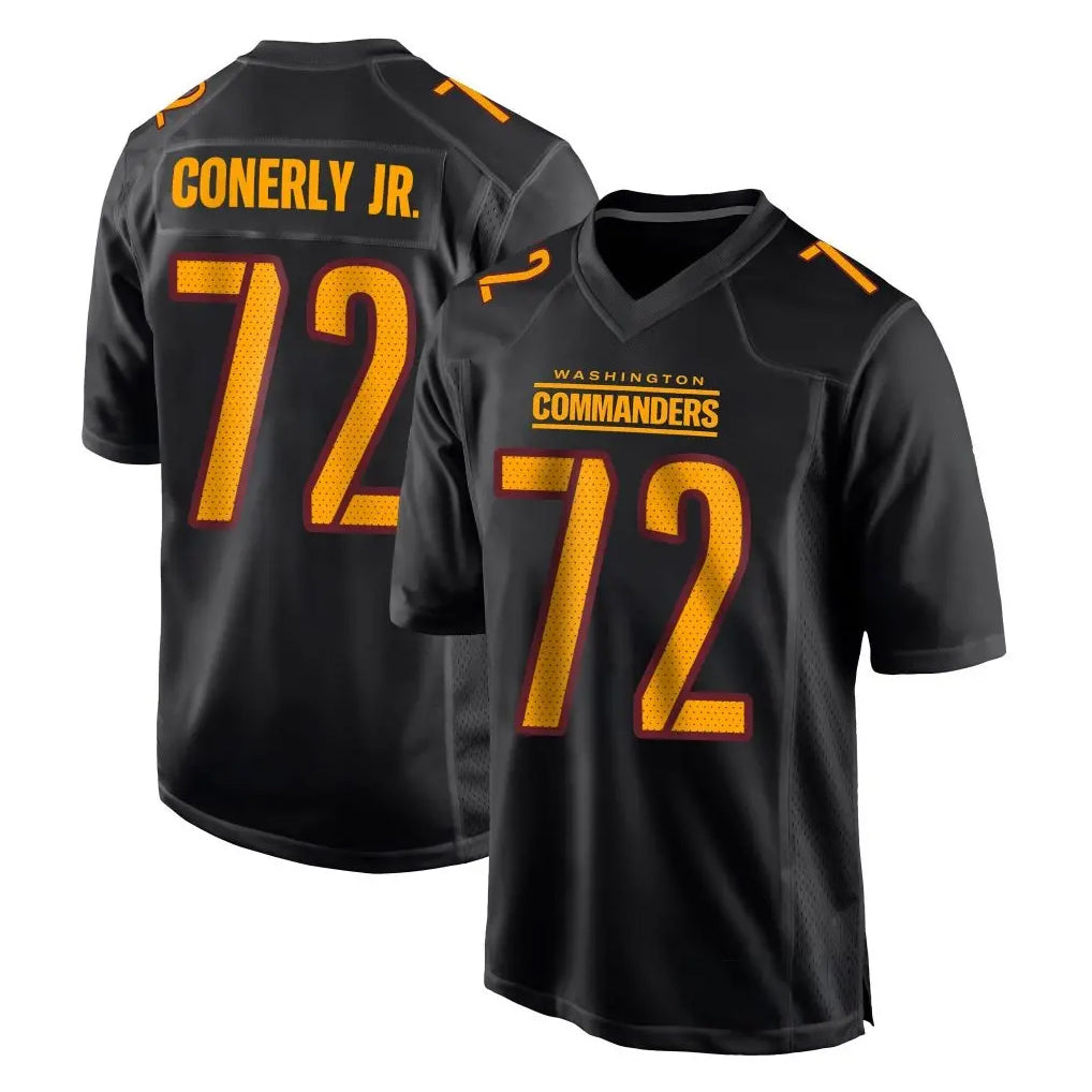 W.Commanders #72 Josh Conerly Jr. Player Black Carbon Fashion Home Game Edoa Stitched Jerseys