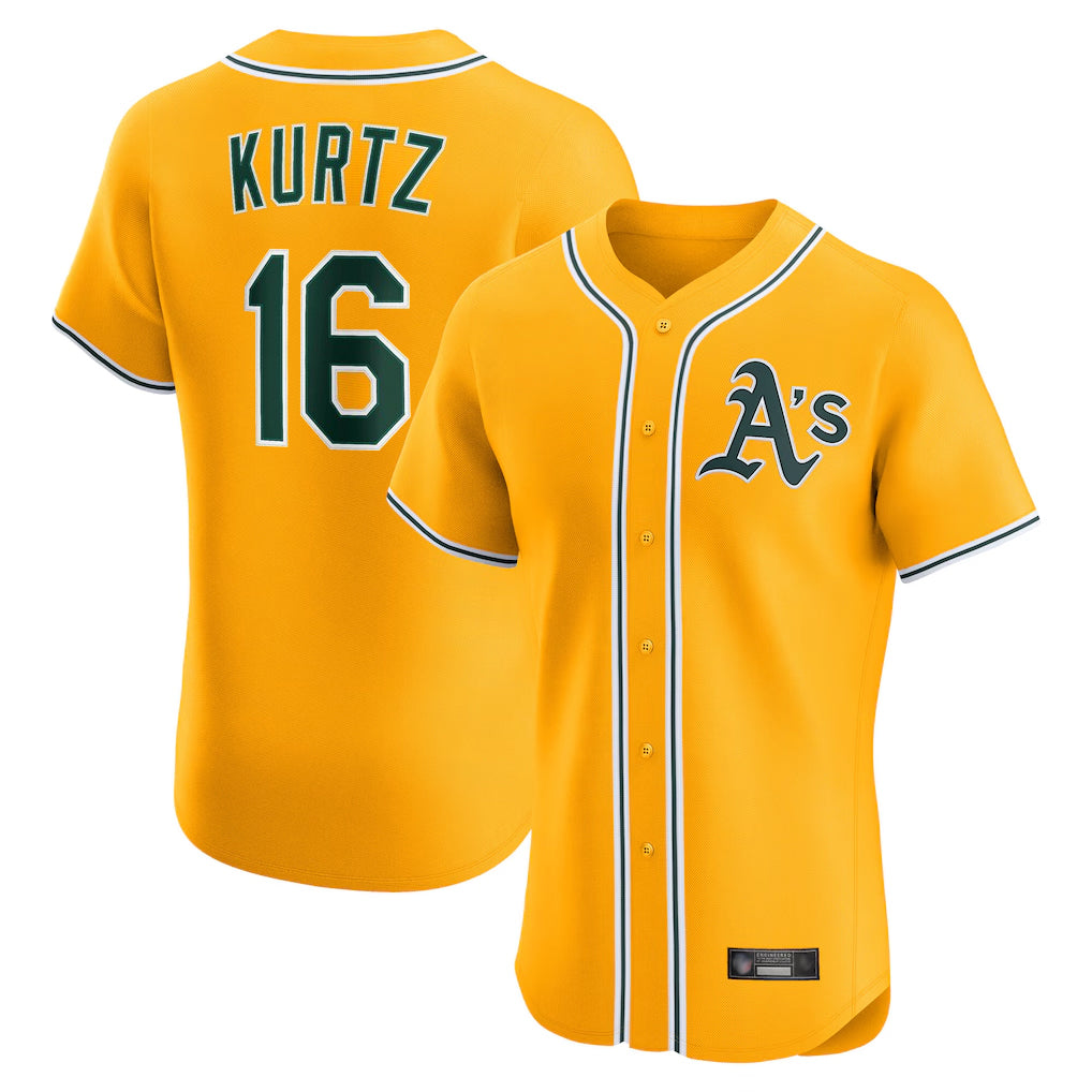 Athletics #16 Nick Kurtz Player Gold Limited Elite Home Game Edoa Stitched Jerseys