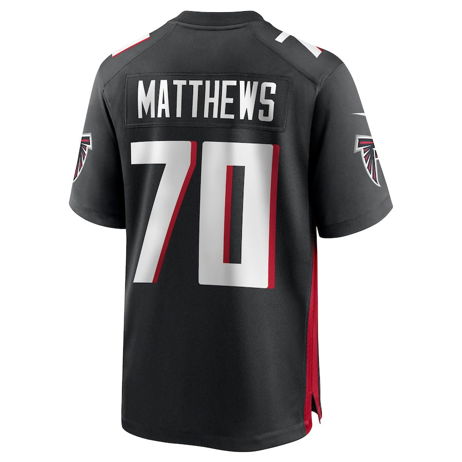 A.Falcons #70 Jake Matthews Player Black Home Game Edoa Stitched Jerseys
