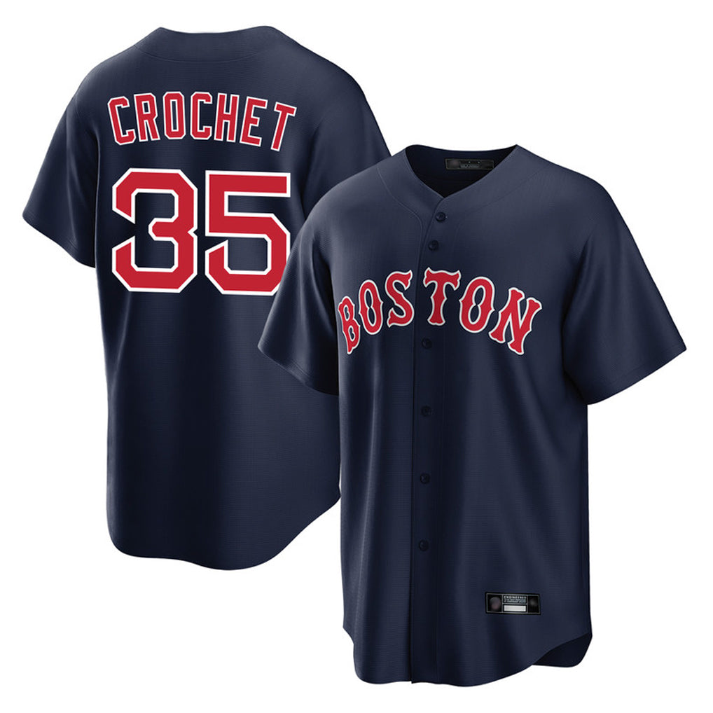 B.Red Sox #35 Garrett Crochet Player Navy Home Game Edoa Stitched Jerseys