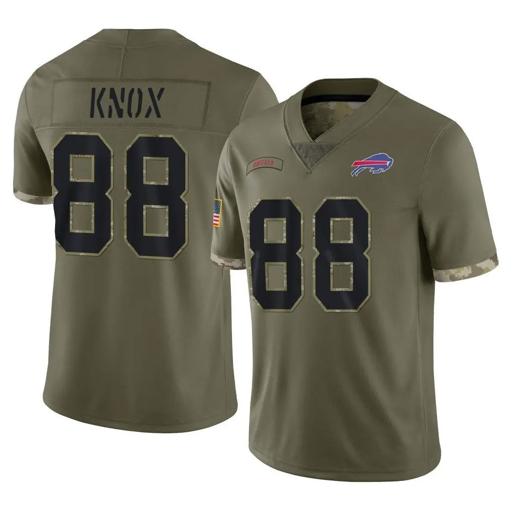 B.Bills #88 Dawson Knox Player Olive Salute To Service Game Edoa Stitched Jerseys