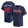 A.Braves #56 Spencer Schwellenbach Player Navy 2025 Speedway Classic Home Game Edoa Stitched Jerseys